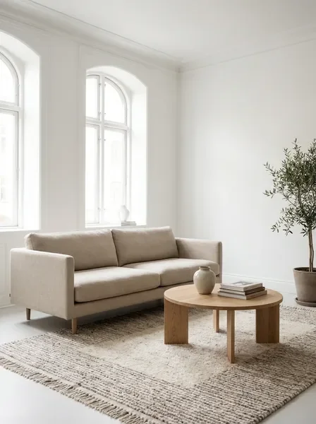 סלון מודרני עם רהיטים מינימליסטיים